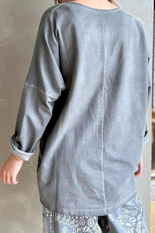 Original Hippie Sweatshirt Vintage Wash Charcoal